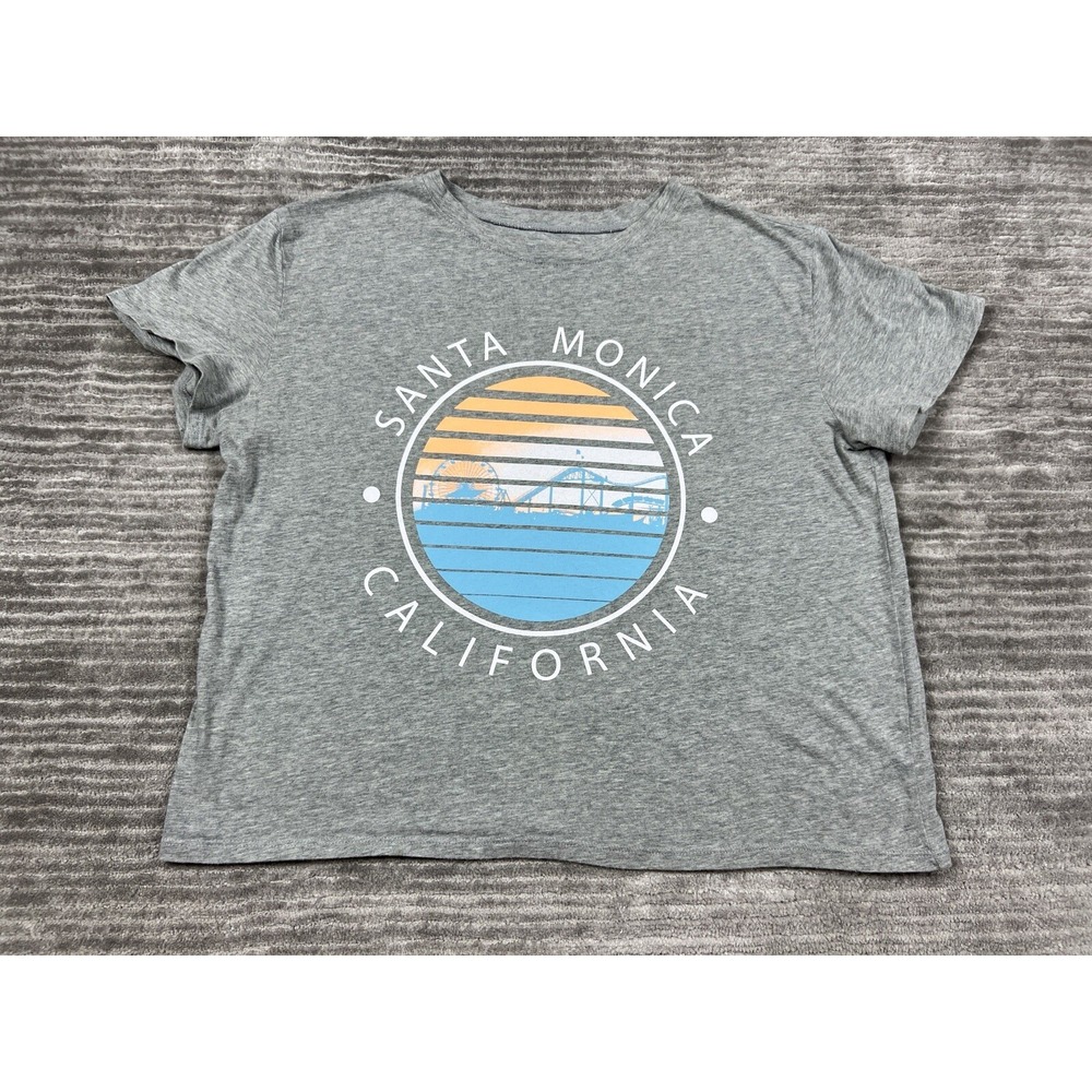 Arizona Jean Co Graphic Tee Womens M Gray Santa Monica California Short Sleeve